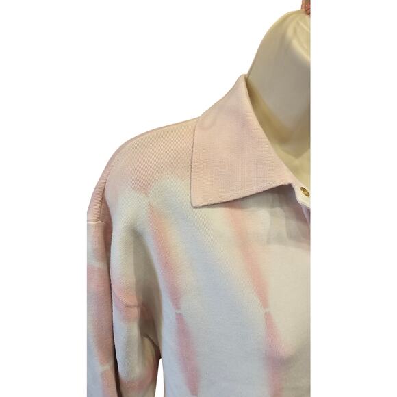 Sandro 2 (6) womens cropped shaket tie-dye retro long sleeve knit smile applique - Picture 3 of 12